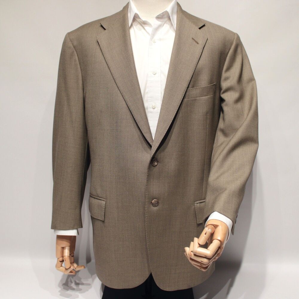 Polo Ralph Lauren 100% Wool Beige Blazer Made in Italy Men 46R *See Condition*